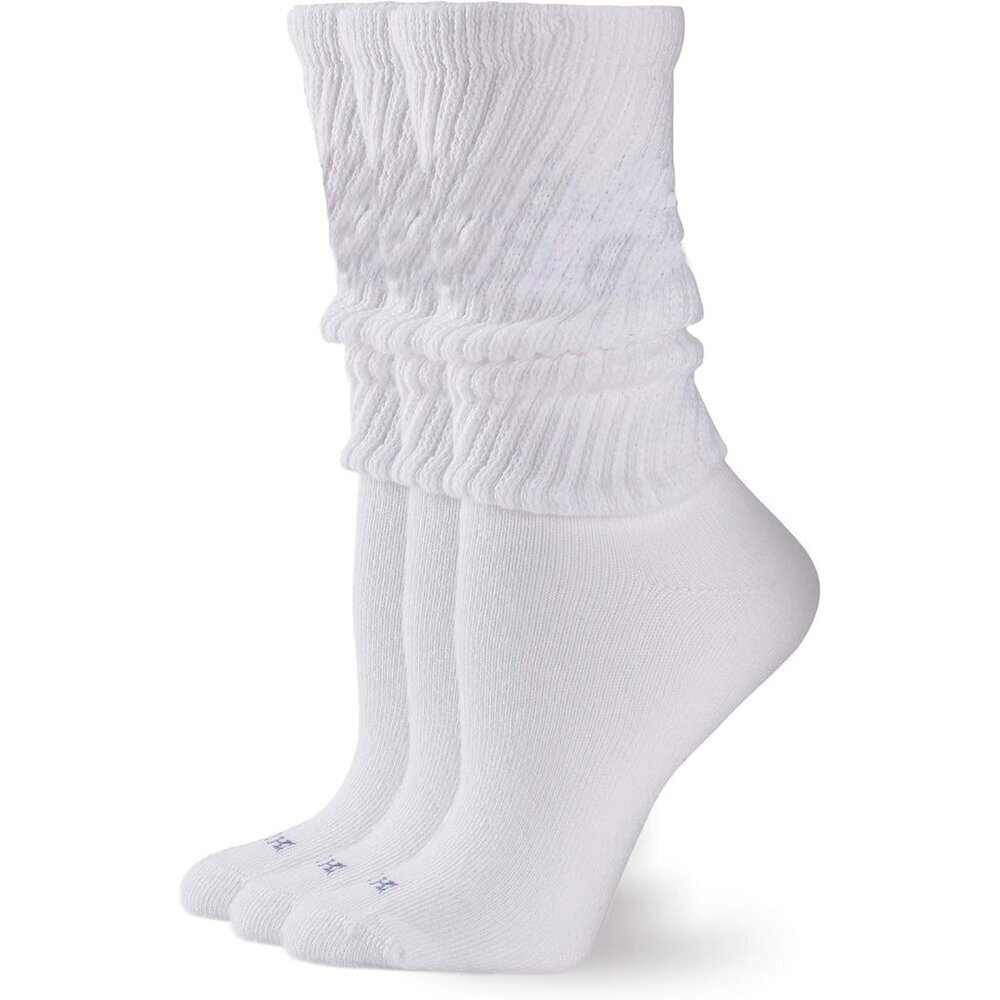 🆕Hue Slouch Socks Women White 3 Pair Pack Superior Comfort Slipping Socks